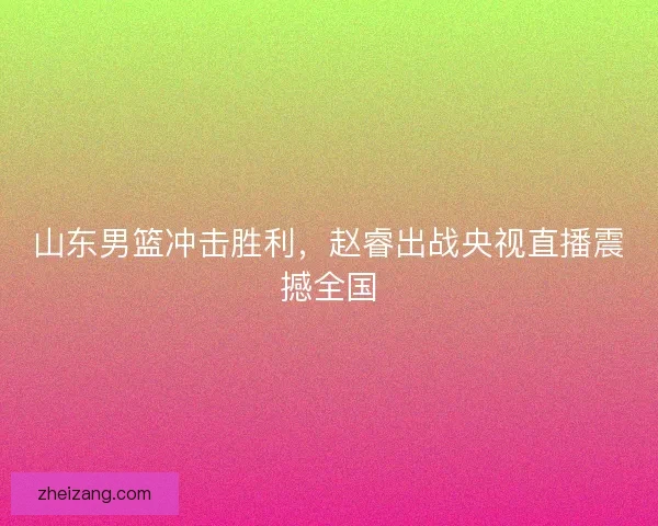 山东男篮冲击胜利，赵睿出战央视直播震撼全国